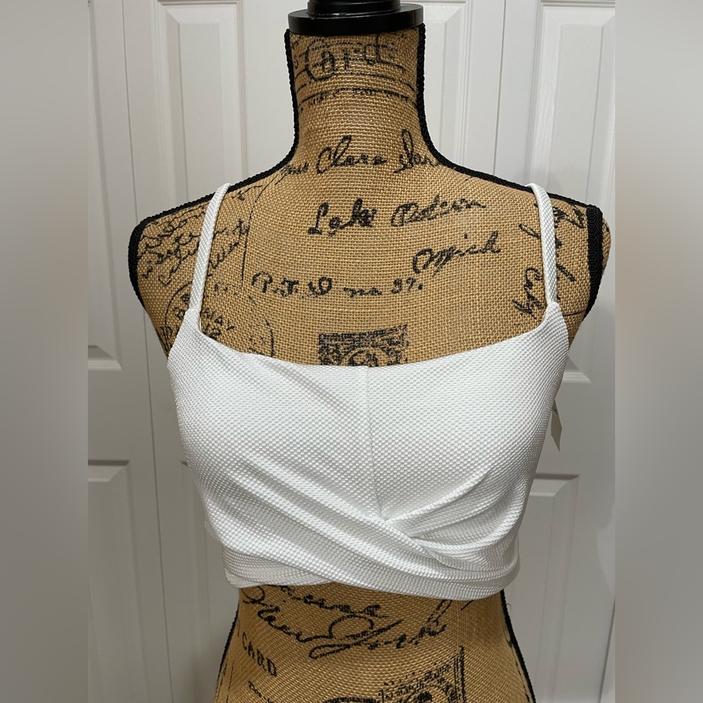 NEW Aerie White Textured Women's Crop Top Sz L